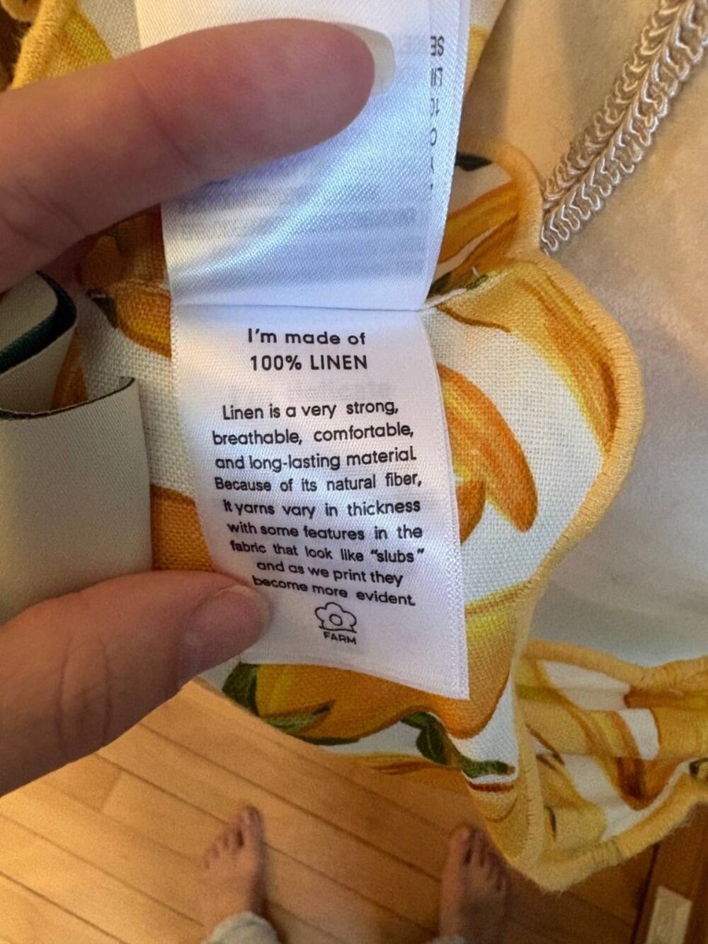 FARM RIO 100% Linen crop top banana peppers L - Picture 4 of 4
